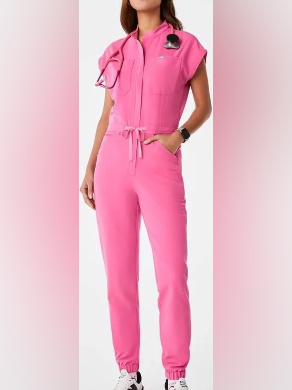 FIGS- Rafaela Cargo Jumpsuit in F*ing Pink 🎀